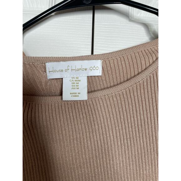 House of Harlow Ribed Bodycon Knee Length Dress Nude Tan Size Medium - Picture 2 of 5